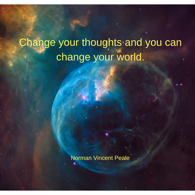 Change Your Thoughts quote on space background